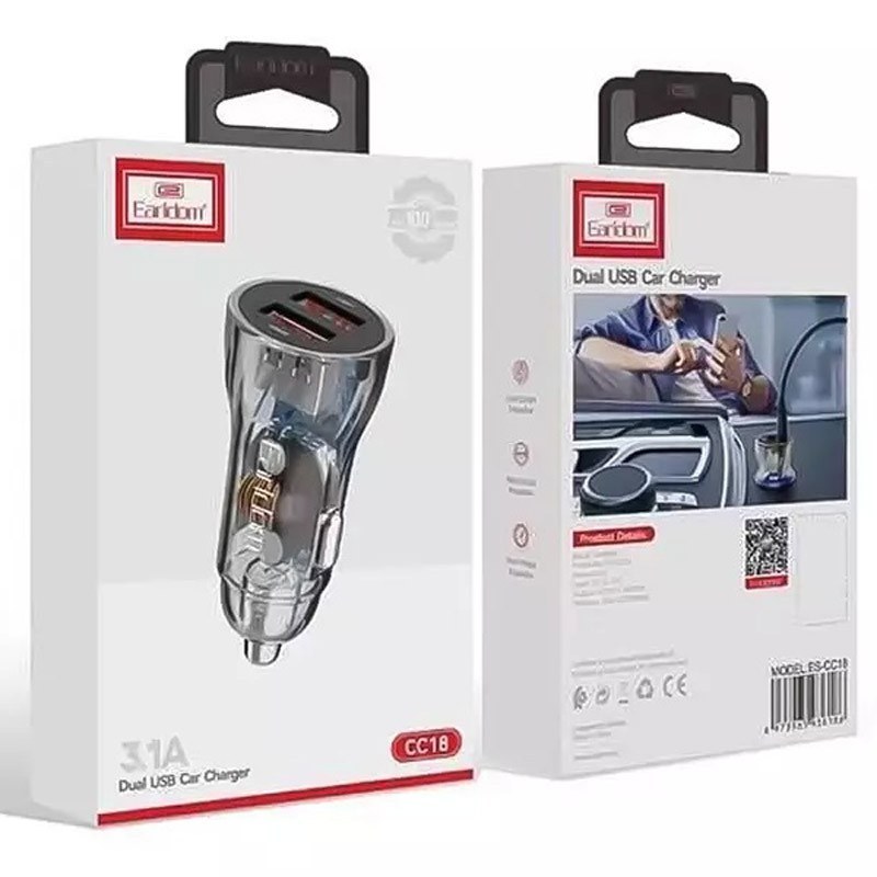 شارژر فندکی ارلدام مدل CC18 دو پورت 3.1 آمپر