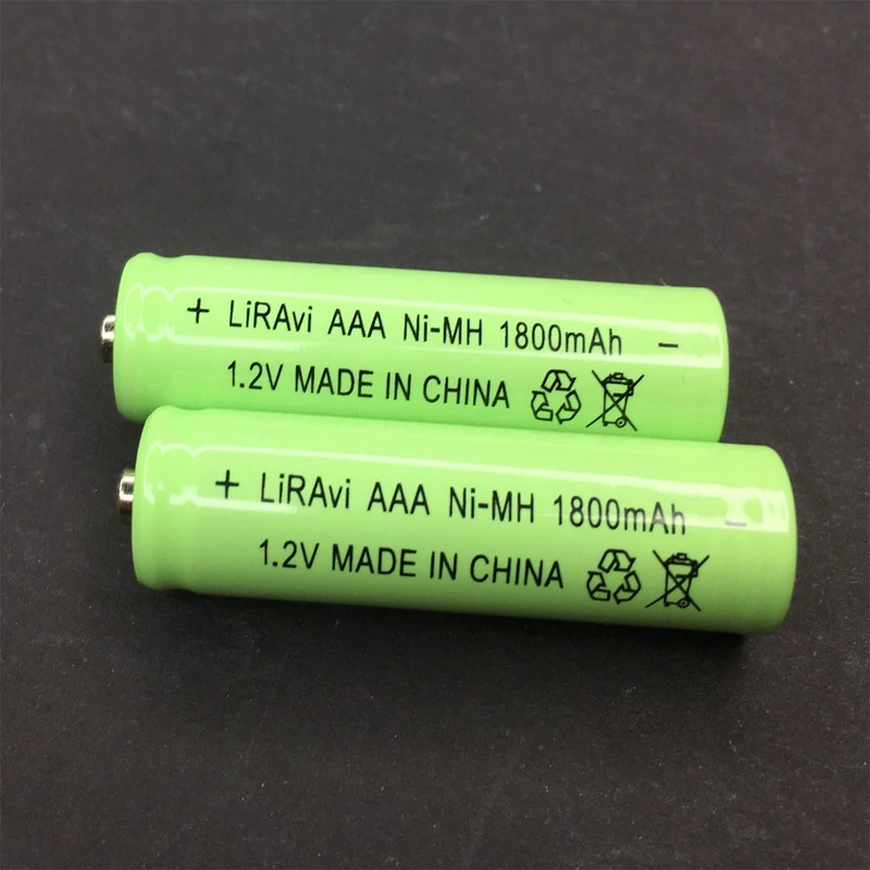 باتری نیم قلمی قابل شارژ لیراوی مدل AA-ni-mh کد 1.2v ظرفیت 1800 میلی آمپر ساعت بسته 2 عددی