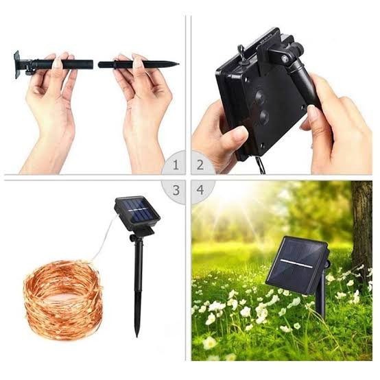 چراغ ریسه ای باغچهای خورشیدی RGB افکت دار