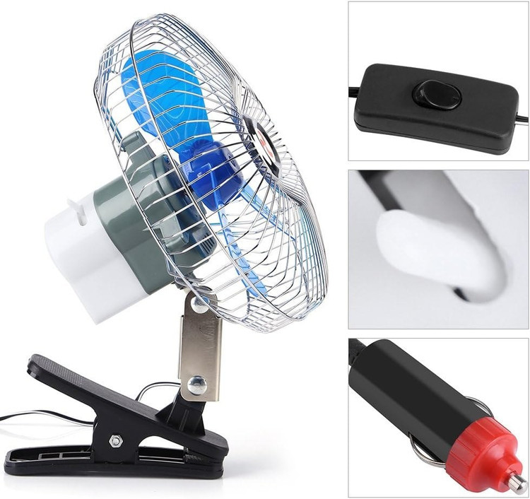 پنکه گیره دار خودرو Oscillating سایز 6 اینچ 12 ولت