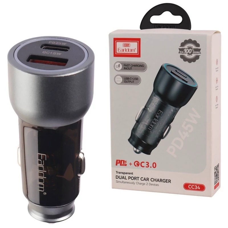 شارژر فندکی فست شارژ Earldom ES-cc36 QC3.1PD45W