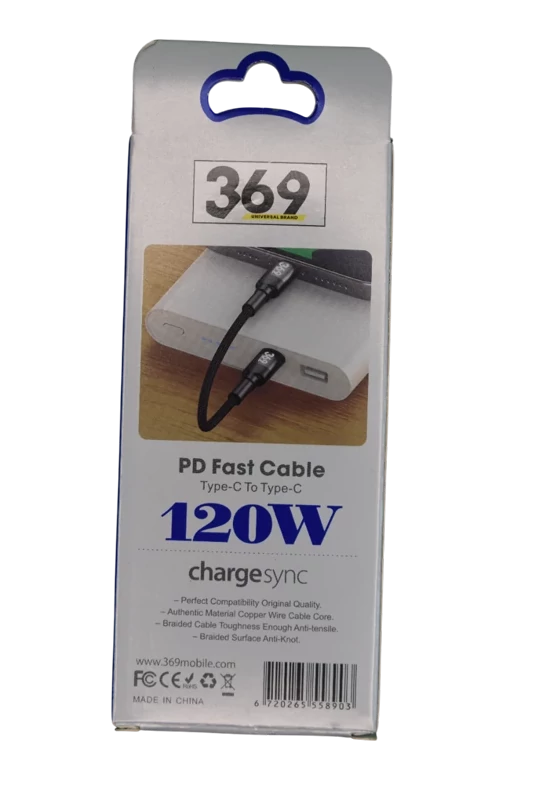 کابل شارژ 20سانتی دوسر Type C کنفی PD120W 369
