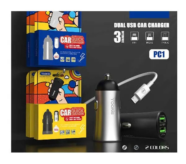 شارژر فندکی تایپ سی برند yookie مدل pc1
