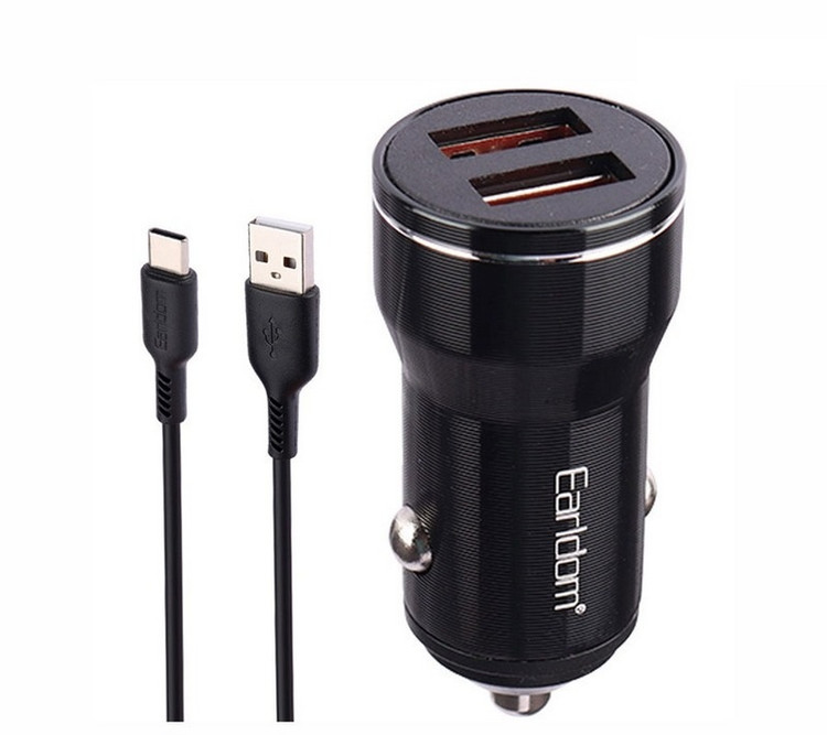 شارژر فندکی فست شارژ Earldom ES-CC19C 2.4A 12W + کابل تایپ سی