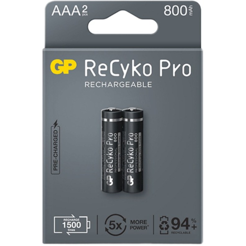 باتری نیم قلمی قابل شارژ جی پی مدل Rechargeable Recyko pro 800 اصلی