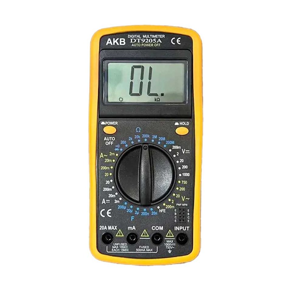 مولتی متر دیجیتال DT9205A اهم متر Dt9205 آمپر متر DT 9205 DT-9205 سری جدید dt 9205 دارای دیتا هولد DT9205
