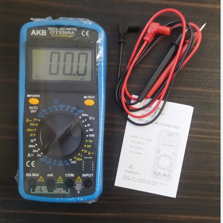 مولتی متر دیجیتال DT9205A اهم متر Dt9205 آمپر متر DT 9205 DT-9205 سری جدید dt 9205 دارای دیتا هولد DT9205