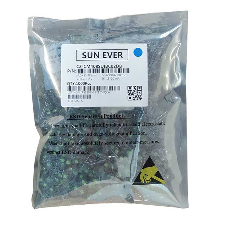 ال ای دی LED کلاهی آبی فیروزه ای یخی چیپ درشت HG بسته 1000 تایی