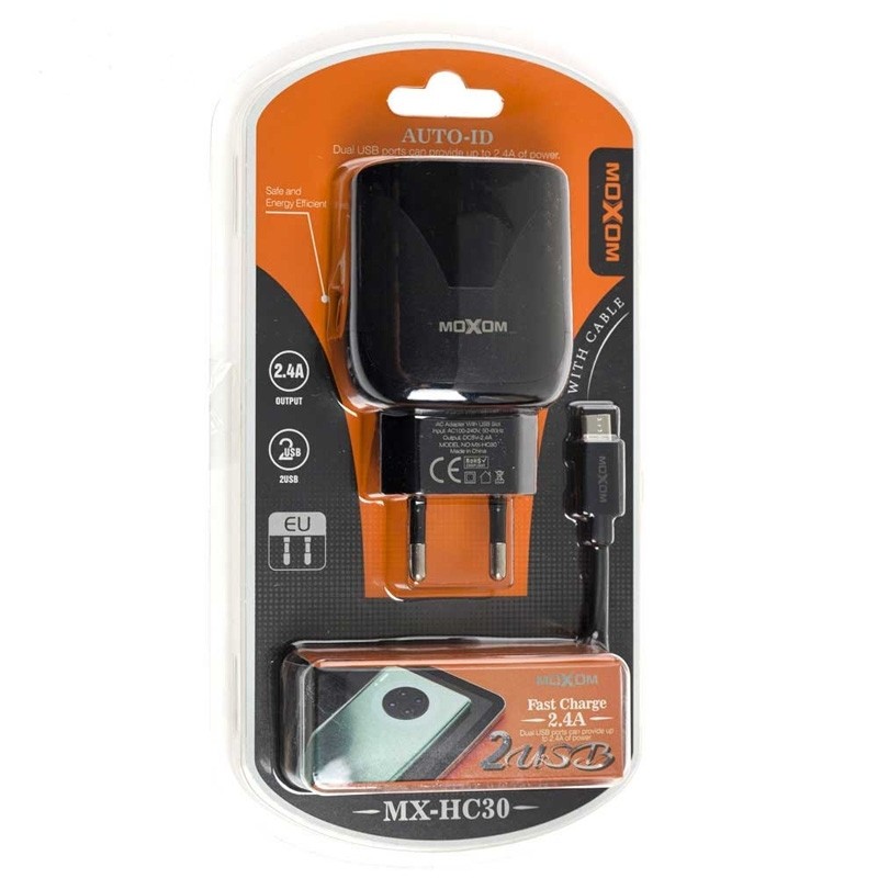 سرشارژر Moxom فست شارژ مدل MX-HC30 اصلی همراه با کابل میکرو USB