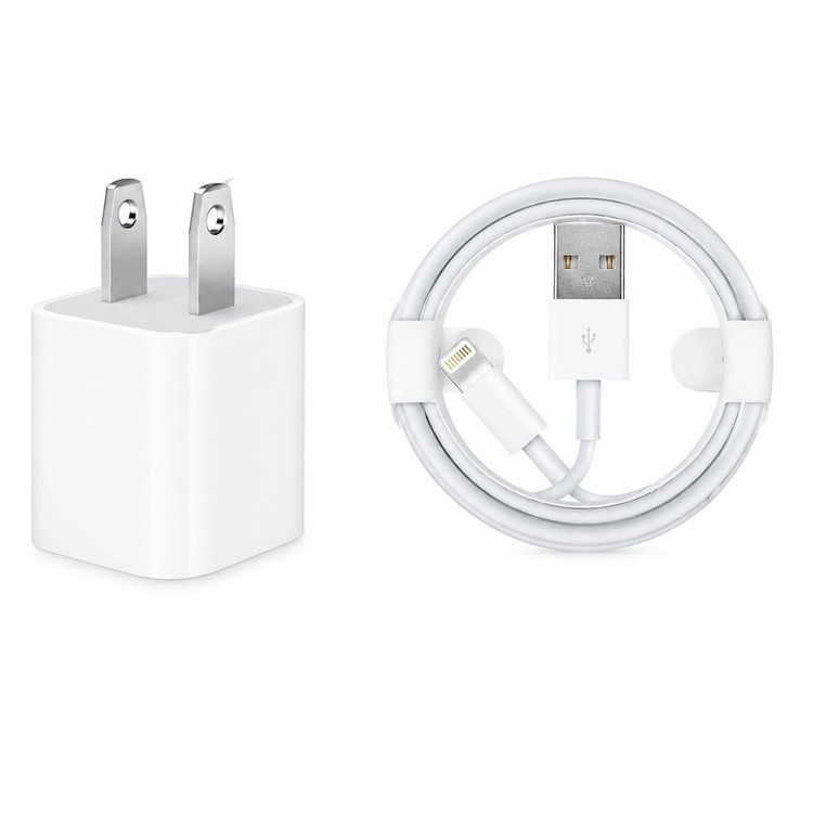 شارژر دیواری آیفون 5 وات به همراه کابل لایتنینگ USB اصلی با قابلیت شارژ سریع مناسب گوشی های آیفون