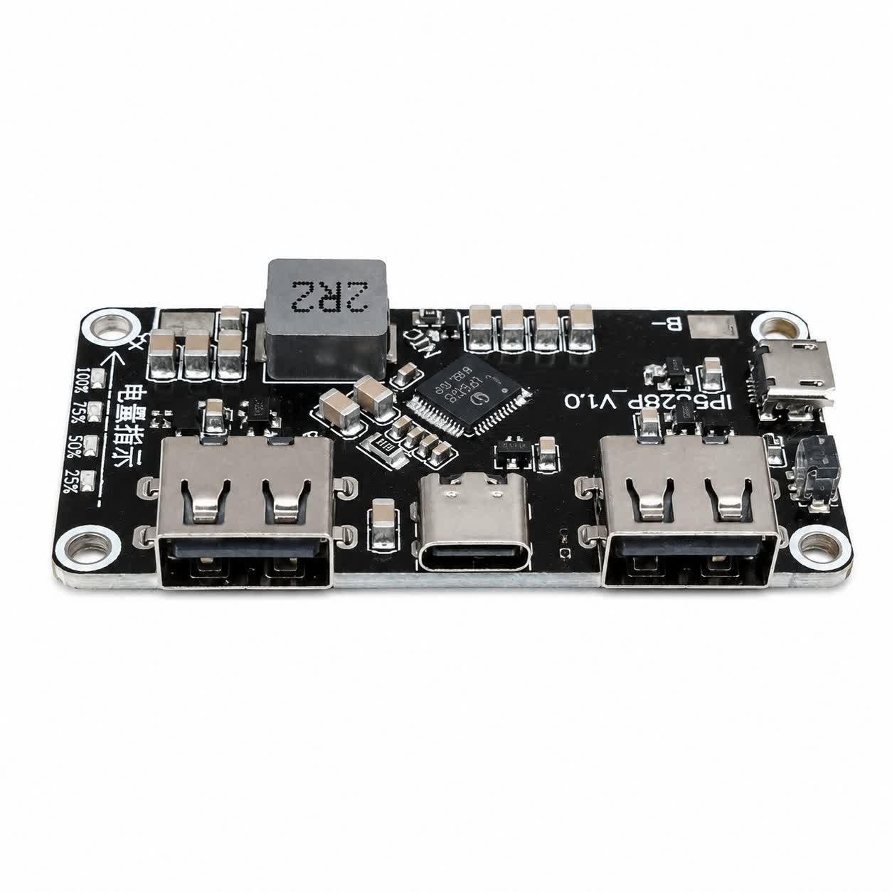 ماژول پاوربانک و شارژر سریع اصلی IP5328P با درگاه USB-A، USB-C و Micro USB برد مدیریت شارژ باتری لیتیومی 3.7 ولت