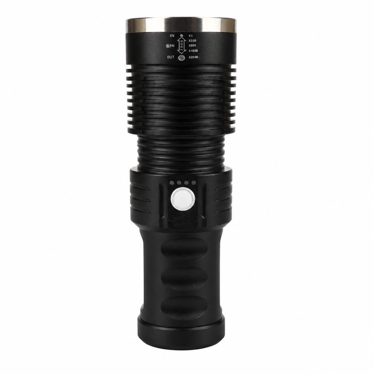 چراغ قوه ضد آب پر قدرت اسمال سان مدل ZY-T196 اصلی قابلیت زوم، برد نور 550 متر، آلومینیومی، دارای 4 باتری اصلی مناسب برای
