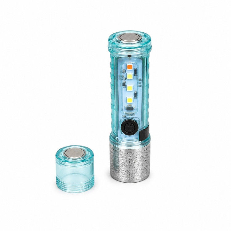 چراغ قوه شارژی چندکاره LED مدل ZY-1023 چراغ قوه USB با آهنربا، نور پلیسی، چراغ هشدار گیره فلزی و بدنه ضدآب IPX5