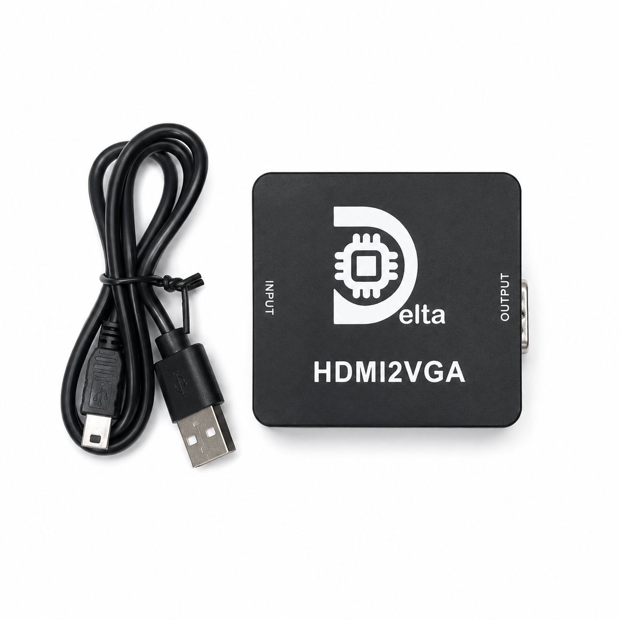 مبدل HDMI به VGA دلتا 4K تبدیل HDMI به VGA با خروجی تصویر Full HD 1080P مناسب مانیتور، ویدئو پروژکتور و تلویزیون