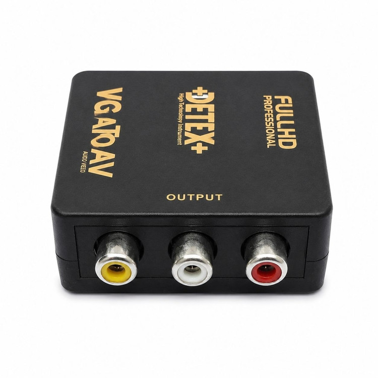 مبدل VGA به AV دیتکس DETEX تبدیل VGA به AV / RCA با پشتیبانی از 1080P مناسب تلویزیون، ویدئو پروژکتور و دوربین مدار