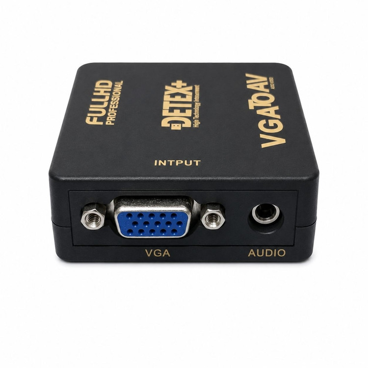 مبدل VGA به AV دیتکس DETEX تبدیل VGA به AV / RCA با پشتیبانی از 1080P مناسب تلویزیون، ویدئو پروژکتور و دوربین مدار