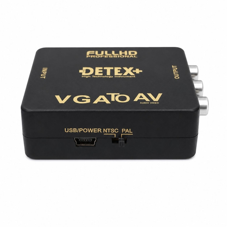 مبدل VGA به AV دیتکس DETEX تبدیل VGA به AV / RCA با پشتیبانی از 1080P مناسب تلویزیون، ویدئو پروژکتور و دوربین مدار