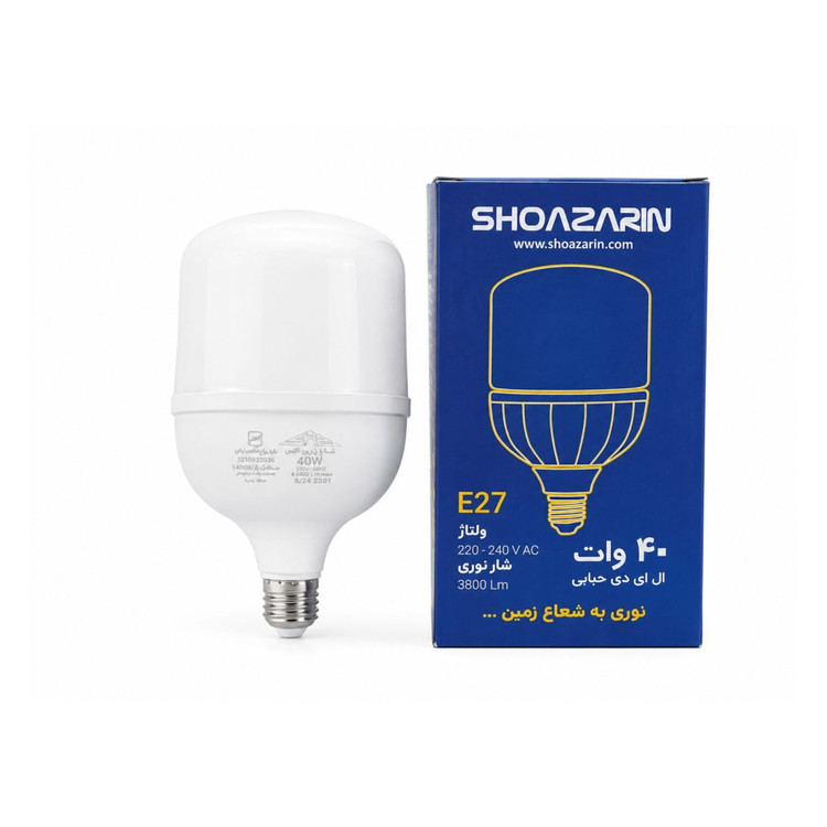 لامپ LED حبابی 40 وات شعاع زرین تنیس مدل BULB40W مهتابی