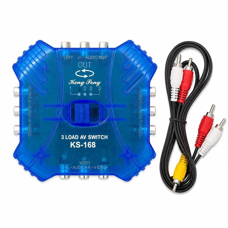 سوییچ AV سه ورودی به یک خروجی مدل KS-168 تبدیل RCA سه به یک برای تلویزیونDVD و گیرنده دیجیتال