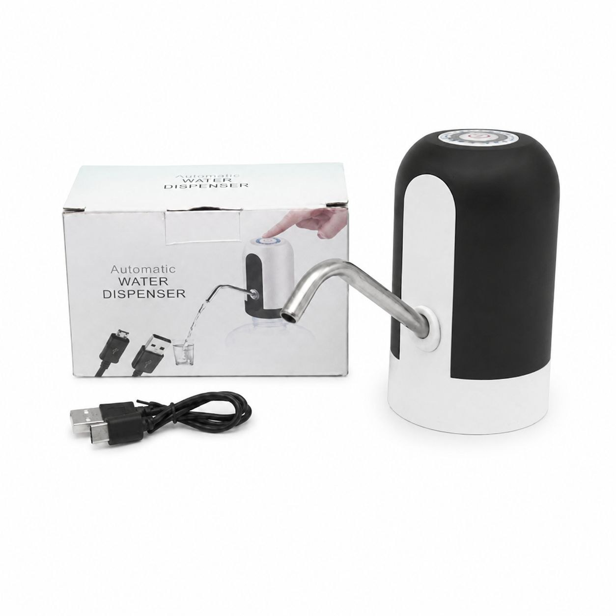 پمپ آب شارژی گالن مدل Automatic Water Dispenser آبریز برقی اتوماتیک با خروجی استیل و شارژ Type-C