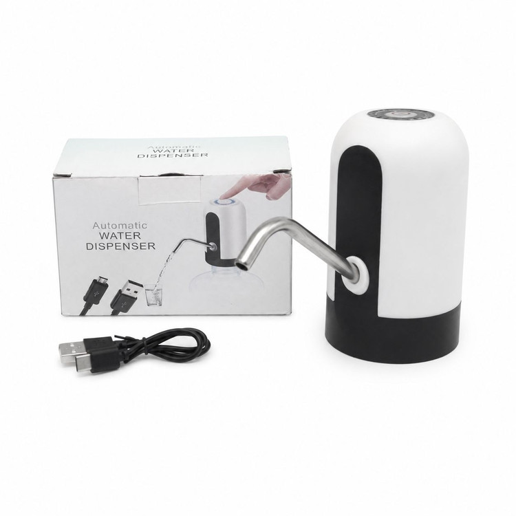 پمپ آب شارژی گالن مدل Automatic Water Dispenser آبریز برقی اتوماتیک با خروجی استیل و شارژ Type-C