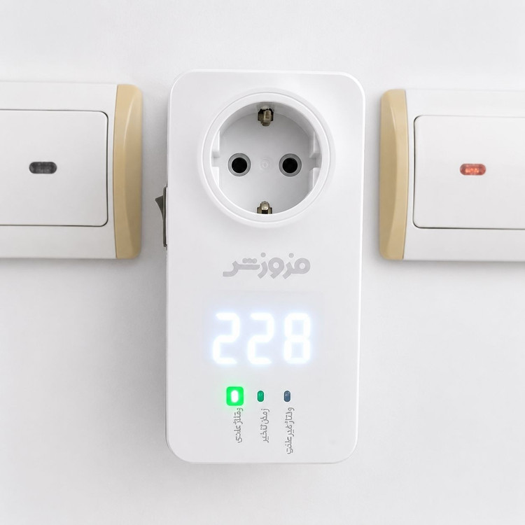 محافظ برق هوشمند دیجیتال نمایشگر ولتاژ مناسب یخچال لباسشویی ظرفشویی و فریزر 16 آمپر