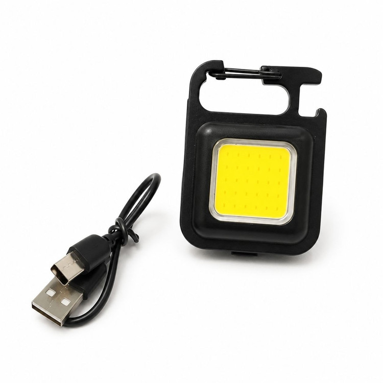 چراغ قوه جاسوئیچی شارژی COB پرنور مدل Keychain Light مناسب خودرو، کمپینگ و سفر