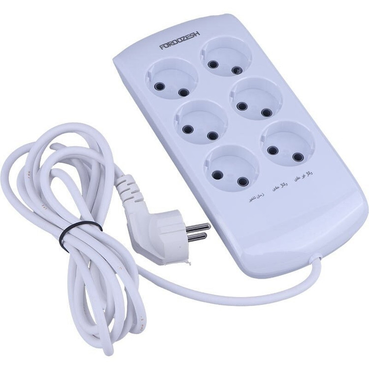 محافظ برق ارت دار صوتی تصویری 6 خانه دیجیتال لوتوس فروزش مدل LT600D با کابل 2.8 متری و تایمر دیجیتال