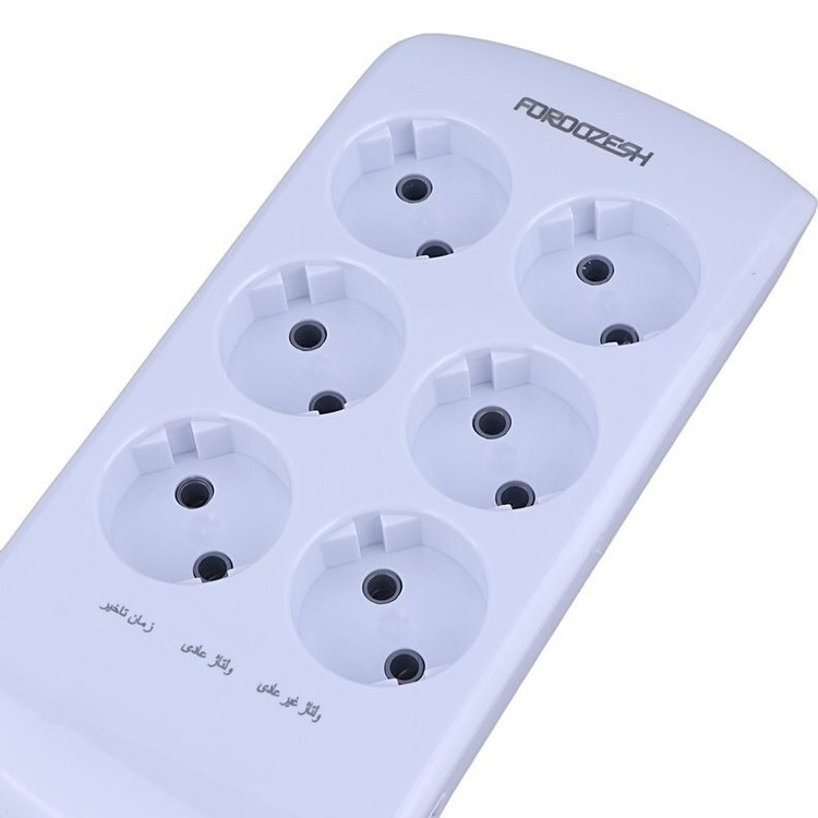 محافظ برق ارت دار صوتی تصویری 6 خانه دیجیتال لوتوس فروزش مدل LT600D با کابل 2.8 متری و تایمر دیجیتال