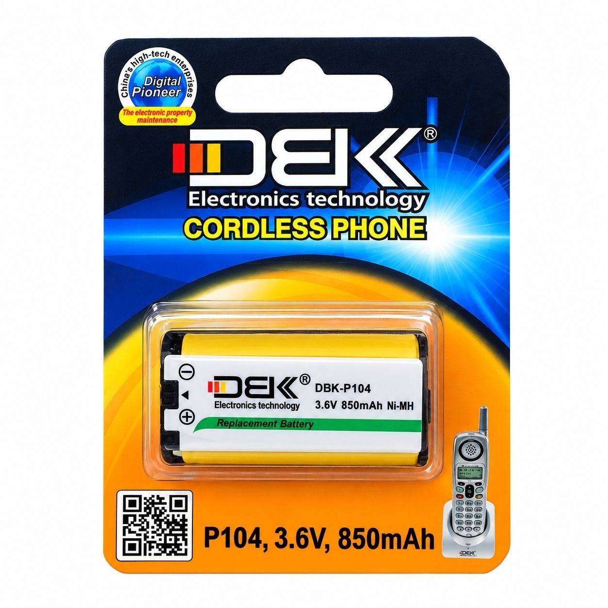 باتری تلفن بیسیم DBK مدل P104 با ظرفیت 850mAh اصلی 3.6 ولت