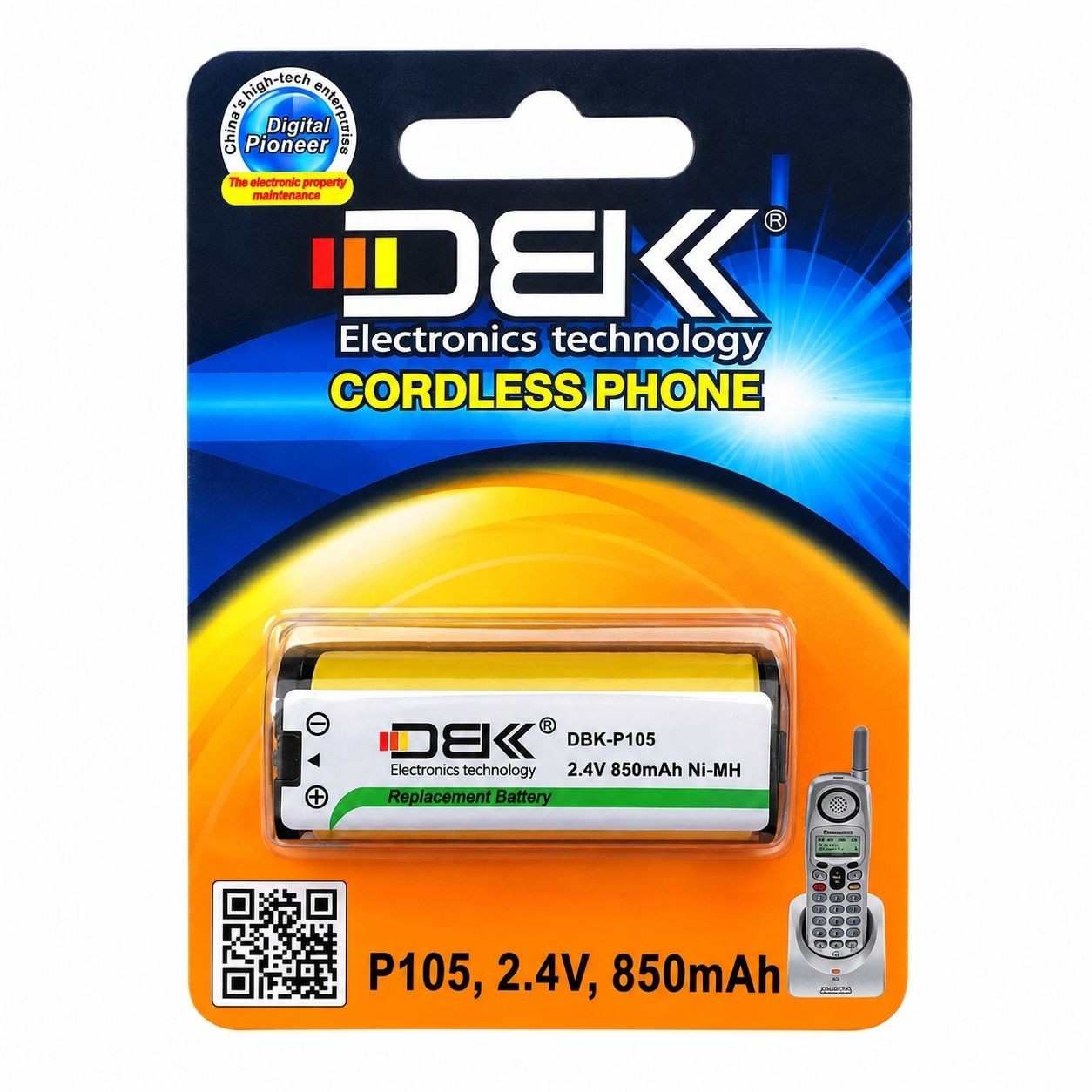باتری تلفن بیسیم DBK مدل P105 با ظرفیت 850mAh اصلی 2.4 ولت