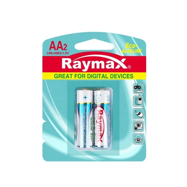 باتری قلمی الکالاین Raymax بسته 2 عددی 1.5 ولت با ماندگاری طولانی