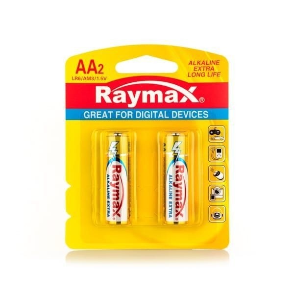 باتری الکالاین Raymax بسته 2 عددی 1.5 ولت با ماندگاری طولانی قلمی