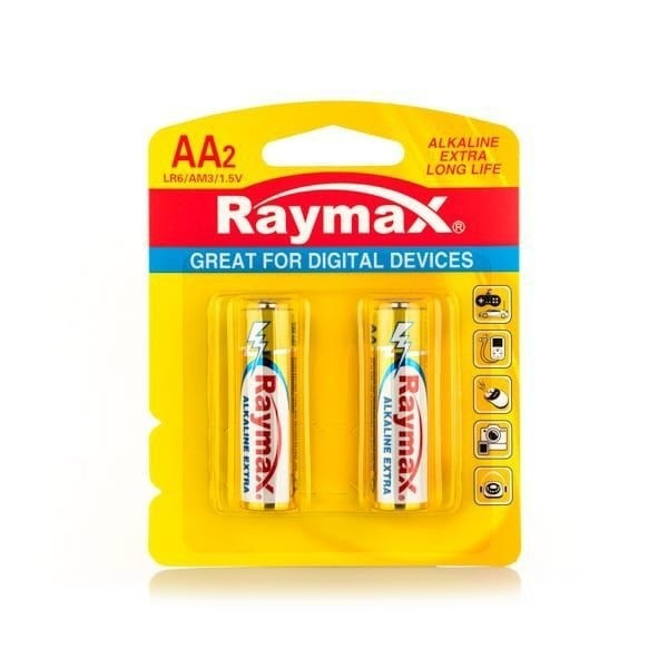 باتری الکالاین Raymax بسته 2 عددی 1.5 ولت با ماندگاری طولانی قلمی
