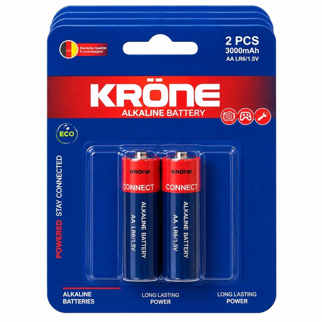 باتری قلمی AA آلکالاین کرون krone اصلی 1.5 ولت بسته 2 عددی