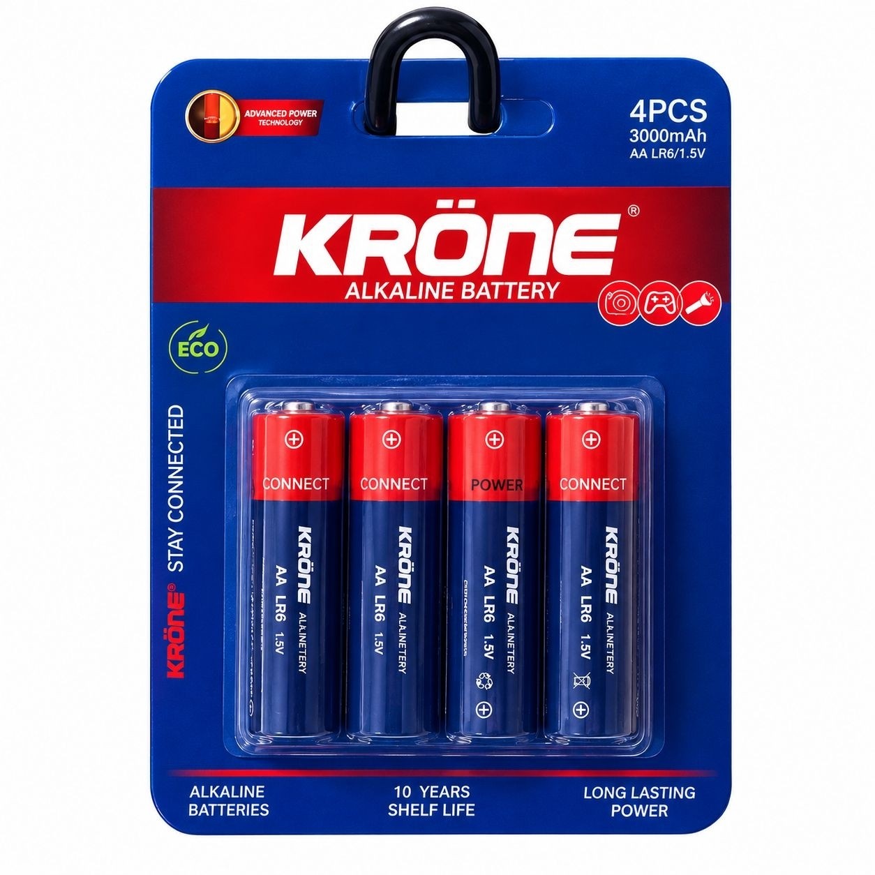 باتری قلمی AA آلکالاین کرون krone اصلی 1.5 ولت بسته 4 عددی