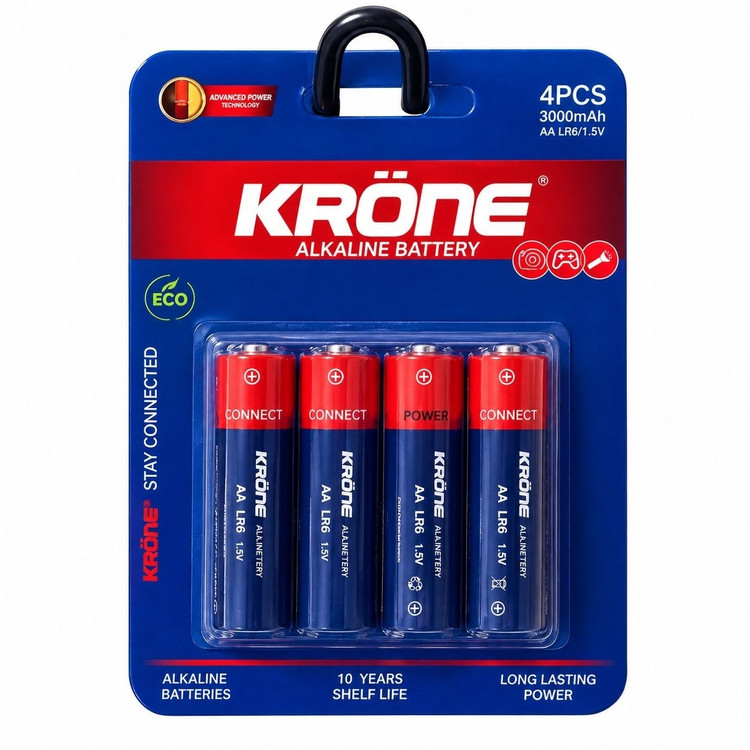 باتری قلمی AA آلکالاین کرون krone اصلی 1.5 ولت بسته 4 عددی