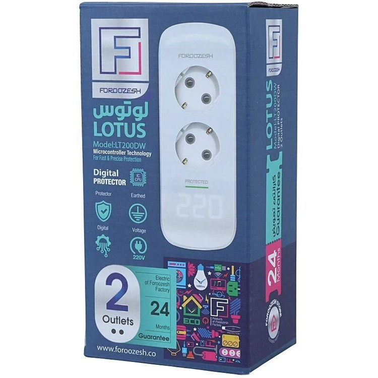 محافظ ولتاژ ارتدار 2 خانه دیجیتال دیواری فروزش مدل لوتوس LT200DW محافظ لباسشویی و ظرفشویی 4000VA