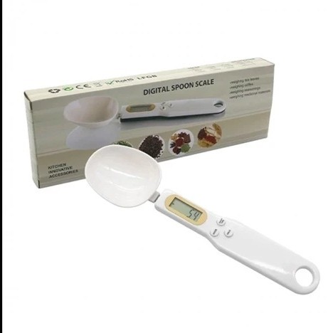 ترازو دیجیتال آشپزخانه قاشقی 500 گرمی دقت 0.1 گرم، نمایشگر دیجیتال، قابلیت صفر کردن و اندازهگیری دقیق مواد غذایی مناس