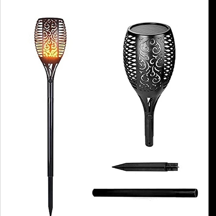 چراغ پارکی و باغچه خورشیدی سولونیکس طرح مشعل مدل XF-6006 مشعل شعله متحرک ضدآب با 96 LED سایز بزرگ با سنسور شب و پایه 5