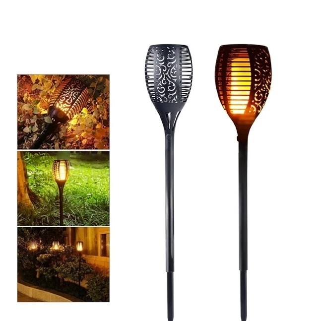 چراغ پارکی و باغچه خورشیدی سولونیکس طرح مشعل مدل XF-6006 مشعل شعله متحرک ضدآب با 96 LED سایز بزرگ با سنسور شب و پایه 5