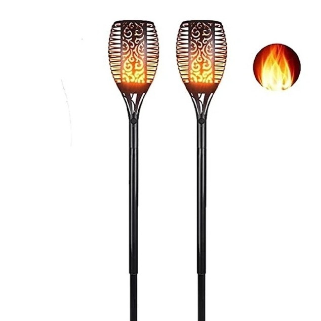 چراغ پارکی و باغچه خورشیدی سولونیکس طرح مشعل مدل XF-6006 مشعل شعله متحرک ضدآب با 96 LED سایز بزرگ با سنسور شب و پایه 5