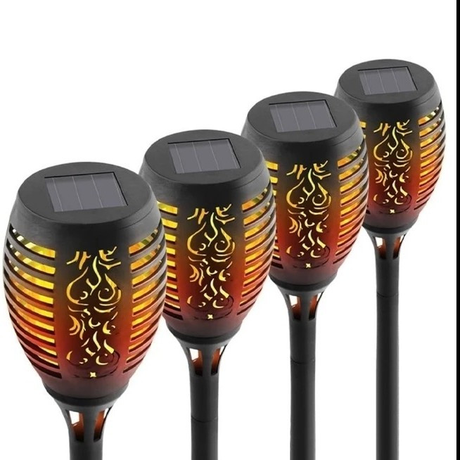 چراغ پارکی و باغچه خورشیدی سولونیکس طرح مشعل مدل XF-6006 مشعل شعله متحرک ضدآب با 96 LED سایز بزرگ با سنسور شب و پایه 5