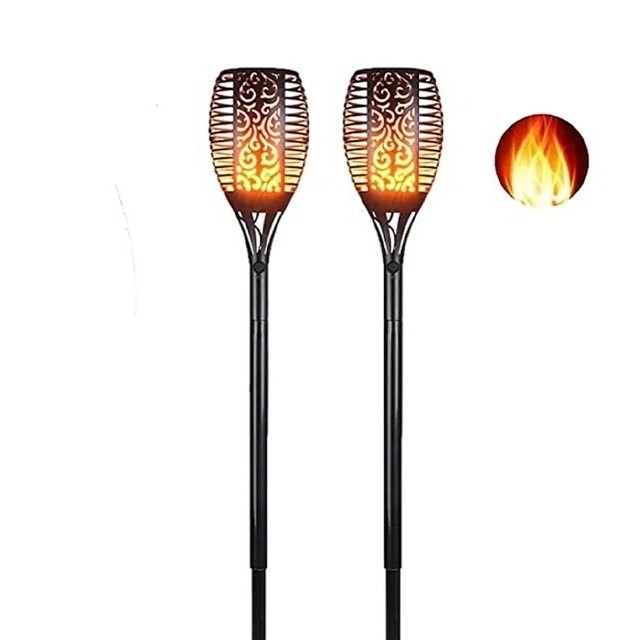چراغ باغچه خورشیدی مشعلی ضدآب مدل XF-6018 پایه 35 سانتیمتر، 33 LED و شعله متحرک