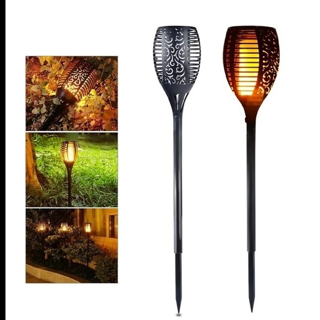 چراغ باغچه خورشیدی مشعلی ضدآب مدل XF-6018 پایه 35 سانتیمتر، 33 LED و شعله متحرک