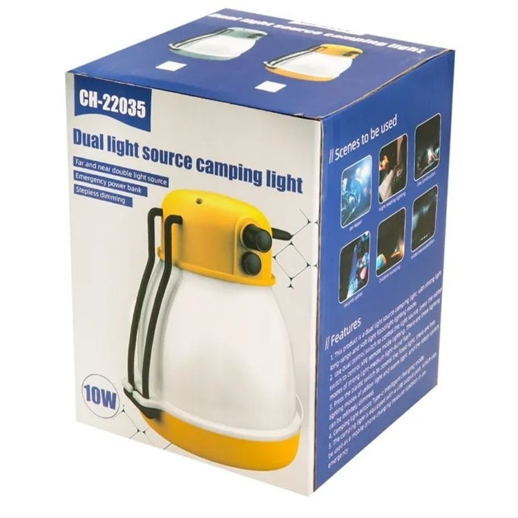 چراغ قوه کمپینگ شارژی مدل CH-22035 اصلی چراغ کمپینگ ضد آب و ضد ضربه با نور 500 لومن، قابلیت پاوربانک و طراحی زیبا