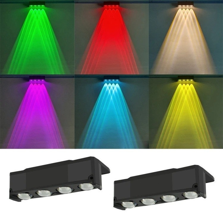 چراغ دیواری خورشیدی 8 لامپ شارژی RGB مدل MY-85080-8 هفترنگ ضدآب مناسب برای تزئین، باغ، حیاط و فضای باز