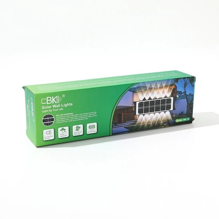 چراغ دیواری RGB و نور ثابت سفید و زرد خورشیدی ضدآب DBK مدل BK-12 بدون نیاز به برق، دارای 12 LED مناسب برای حیاط، باغ فضا