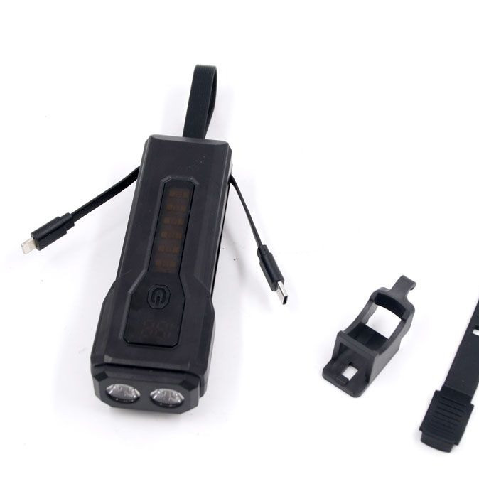 چراغ جلوی دوچرخه و پاوربانک JUNHAOJIE مدل Z828 اصلی باتری 5000mAh با نمایشگر شارژ پاوربانک با کابل لایتینگ و تایپ سی