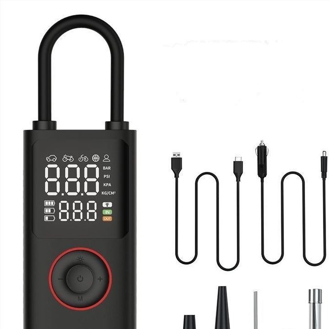 کمپرسور باد شارژی چراغدار دیجیتال 80 وات مدل ATJ-005اصلی قابلیت تنظیم فشاربرای وسایل مختلف برای خودرو دوچرخه موتور و توپ